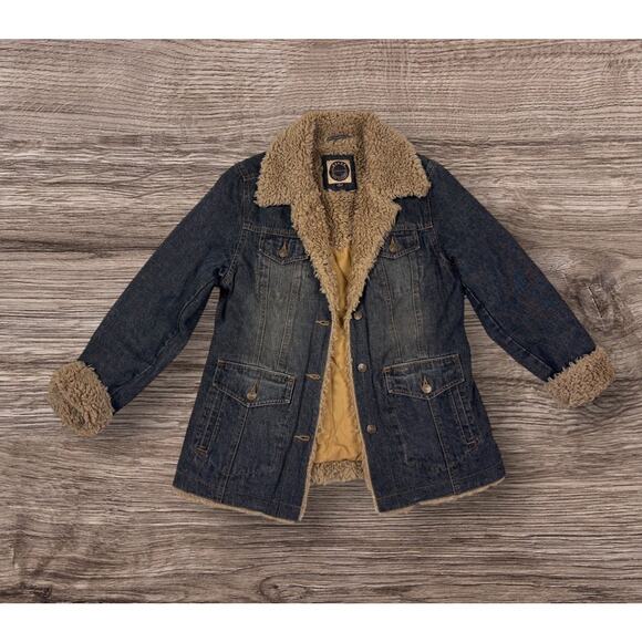 Vintage Denim Jacket Shearling Lined Boho Biker Chic M Giacca Penny Lane - Picture 2 of 7